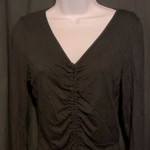 Live in the moment black shirt with tie front